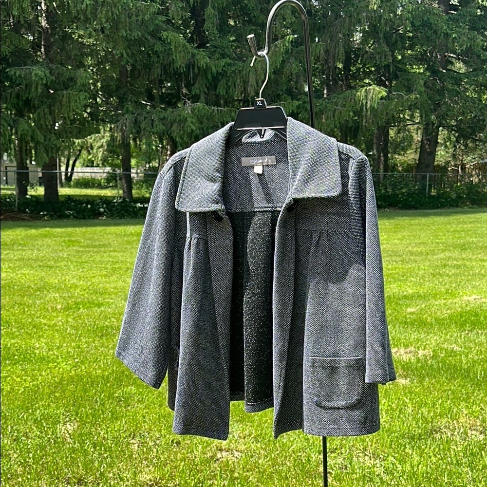 Croft & Barrow Elegant Gray Women's Cape Coat Jacket 1X EUC